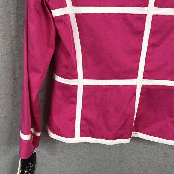Vintage Giancarlo Ferrari Jacket Womens 4P Petite Hot Pink White Trim Preppy NEW - Picture 14 of 16